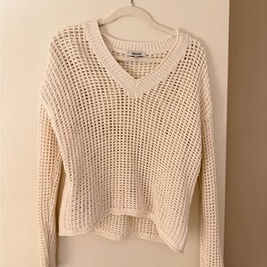 Madewell V Neck Sweater. Cream/White. Size XS